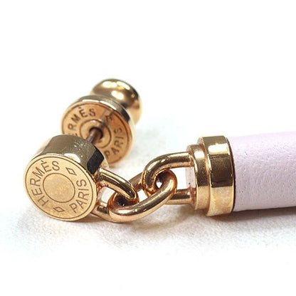 Hermes Earrings Charniere Gold Vaux Swift Mauve Pere Rose Hardware