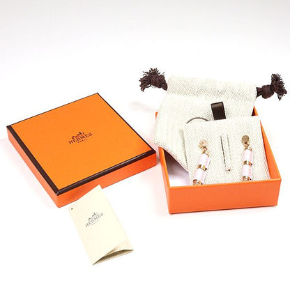 Hermes Earrings Charniere Gold Vaux Swift Mauve Pere Rose Hardware
