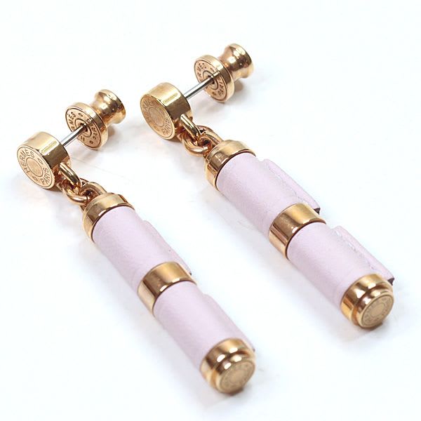 Hermes Earrings Charniere Gold Vaux Swift Mauve Pere Rose Hardware