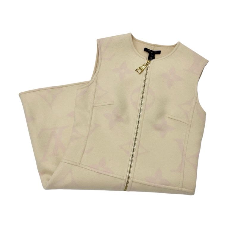 Louis Vuitton Dress Beige Pink Giant Monogram Center Zip Sleeveless
