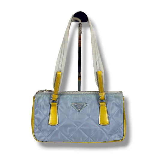 Prada Quilted Mini Tote Bag Shoulder Bag Tessuto Nylon Light Blue