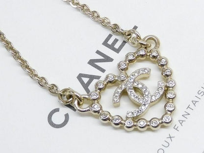 Item Chanel C25P Necklace - Coco Mark Heart Clear Stone Gold Color Ladies