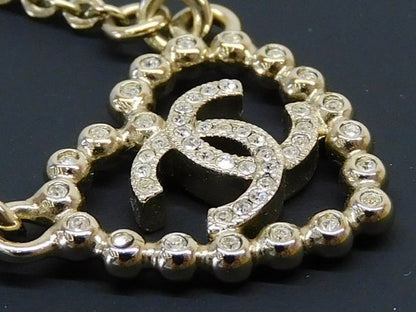 Item Chanel C25P Necklace - Coco Mark Heart Clear Stone Gold Color Ladies