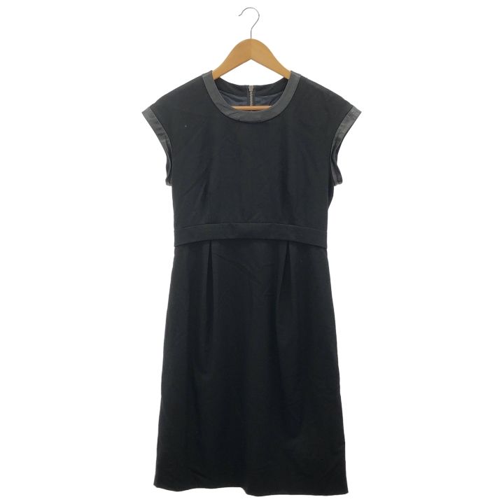 Celine ③ 6D33 2494 Wool Piping Dress Women's Black 38