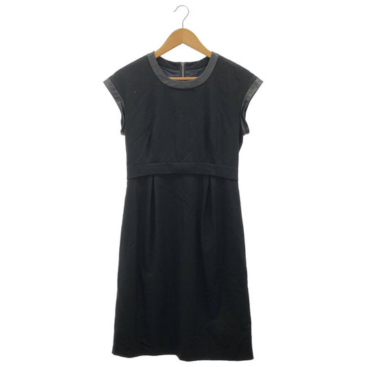 Celine ③ 6D33 2494 Wool Piping Dress Women's Black 38