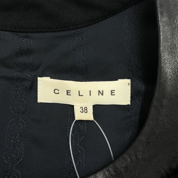 Celine ③ 6D33 2494 Wool Piping Dress Women's Black 38