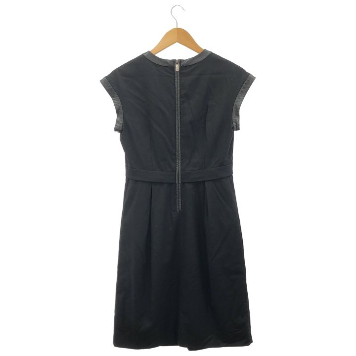 Celine ③ 6D33 2494 Wool Piping Dress Women's Black 38