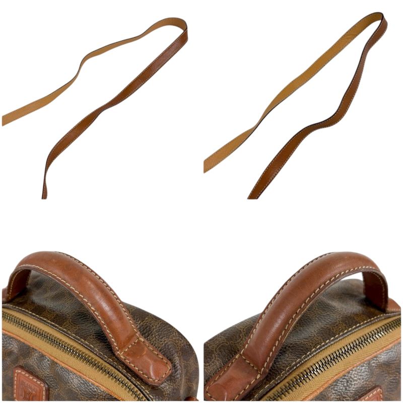 Celine 2WAY Mini Shoulder Bag Macadam Pattern Brown Pvcleather Handbag Pochette