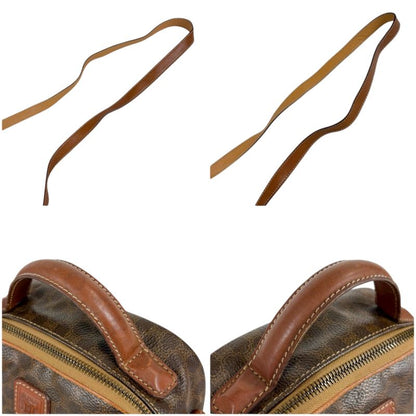 Celine 2WAY Mini Shoulder Bag Macadam Pattern Brown Pvcleather Handbag Pochette