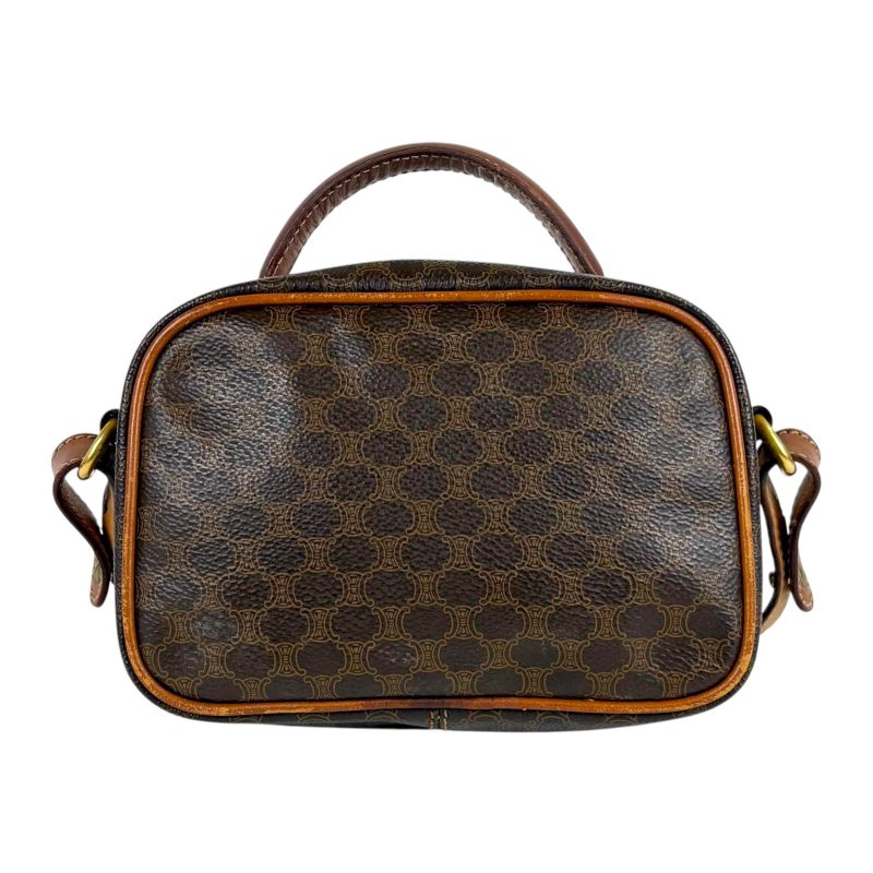 Celine 2WAY Mini Shoulder Bag Macadam Pattern Brown Pvcleather Handbag Pochette