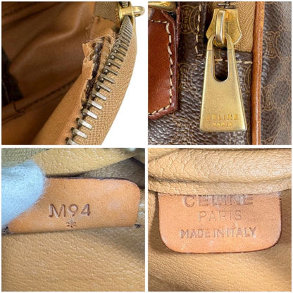 Celine 2WAY Mini Shoulder Bag Macadam Pattern Brown Pvcleather Handbag Pochette