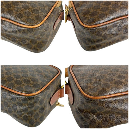 Celine 2WAY Mini Shoulder Bag Macadam Pattern Brown Pvcleather Handbag Pochette