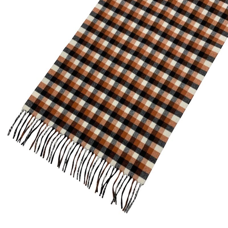 Christian Dior Muffler Wool Brown White Black Shawl Signature Logo Check Scarf