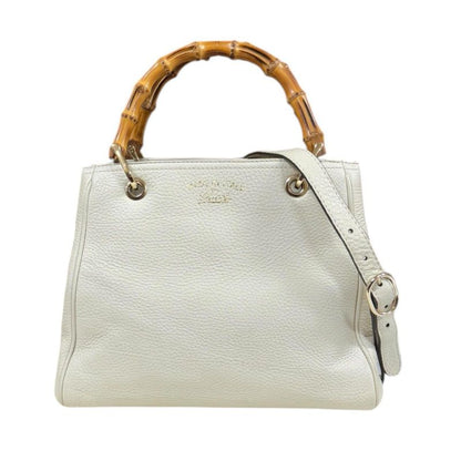 Gucci Bamboo Shoulder Bag Leather 336032 White Ladies Gucci Preowned Gucci