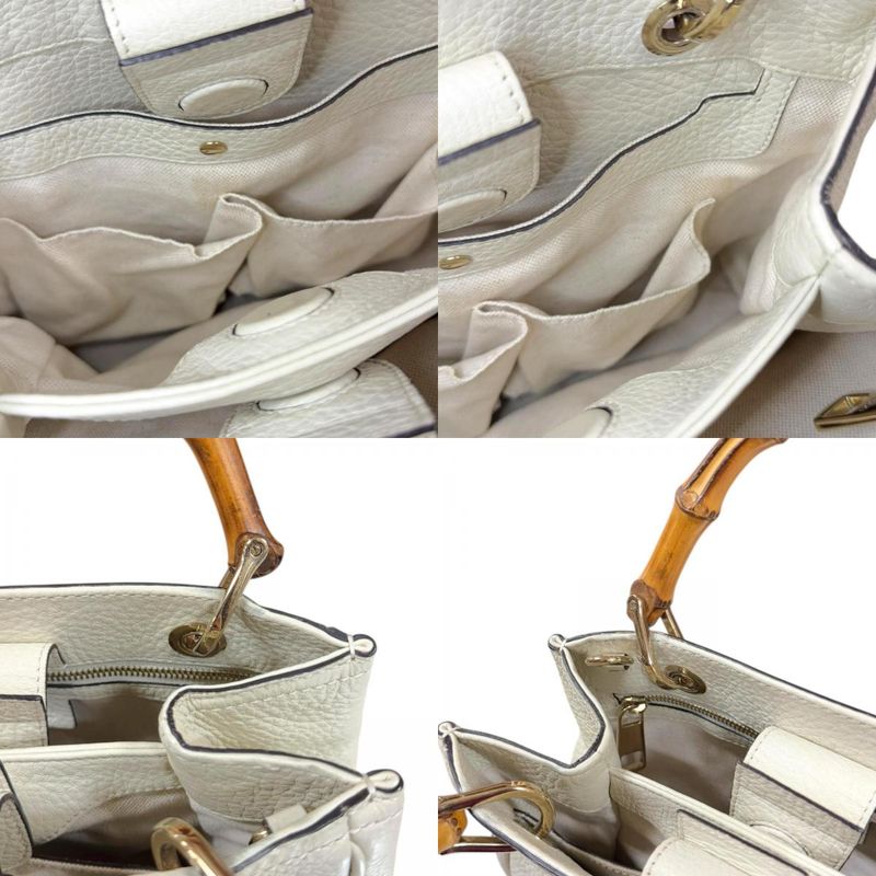 Gucci Bamboo Shoulder Bag Leather 336032 White Ladies Gucci Preowned Gucci