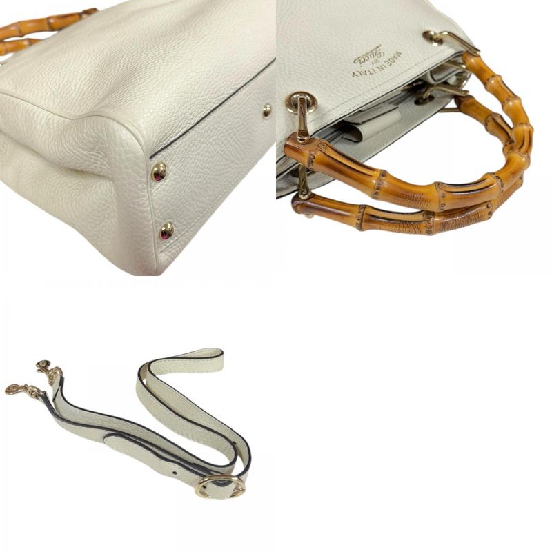 Gucci Bamboo Shoulder Bag Leather 336032 White Ladies Gucci Preowned Gucci