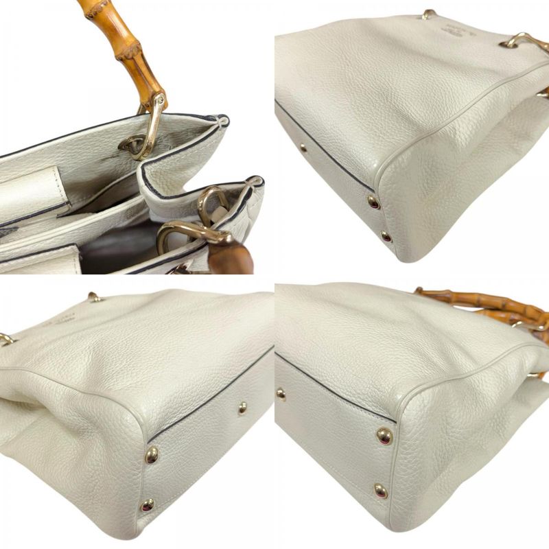 Gucci Bamboo Shoulder Bag Leather 336032 White Ladies Gucci Preowned Gucci
