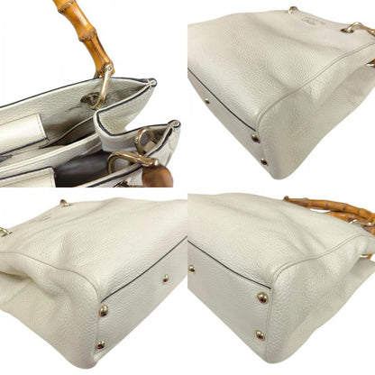 Gucci Bamboo Shoulder Bag Leather 336032 White Ladies Gucci Preowned Gucci