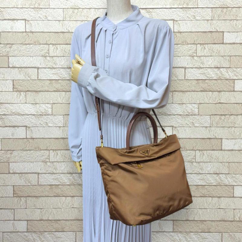 Prada Shoulder Bag Nylon Bn2531 Brown Ladies Prada Preowned Prada