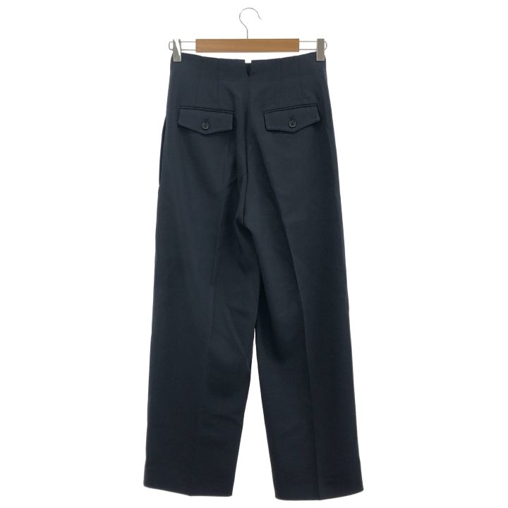 Celine ③ 2 1Q02 7109 Celine Zip-up Wool Wide Pants Women's Navy 34