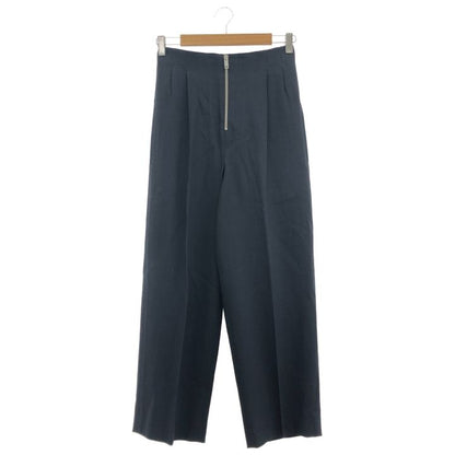 Celine ③ 2 1Q02 7109 Celine Zip-up Wool Wide Pants Women's Navy 34