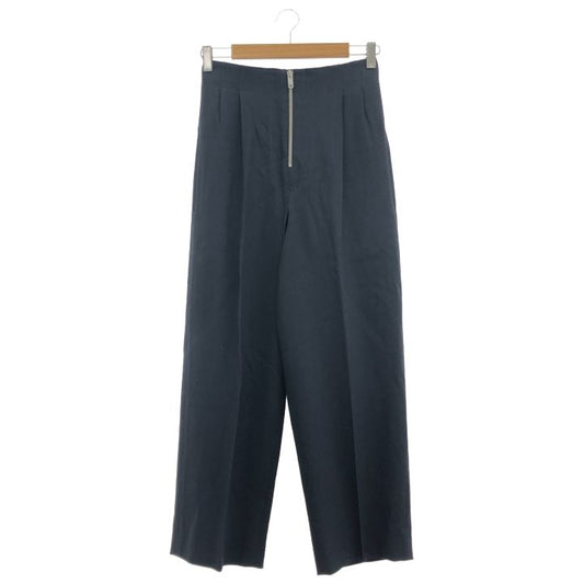 Celine ③ 2 1Q02 7109 Celine Zip-up Wool Wide Pants Women's Navy 34