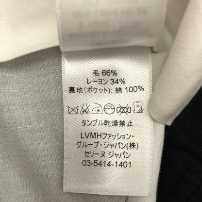 Celine ③ 2 1Q02 7109 Celine Zip-up Wool Wide Pants Women's Navy 34