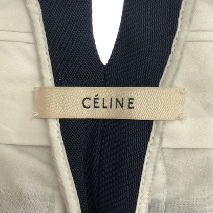 Celine ③ 2 1Q02 7109 Celine Zip-up Wool Wide Pants Women's Navy 34