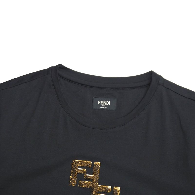 Fendi Short Sleeve T-shirt Size S FF Double F Sequins Crewneck Made In Italy