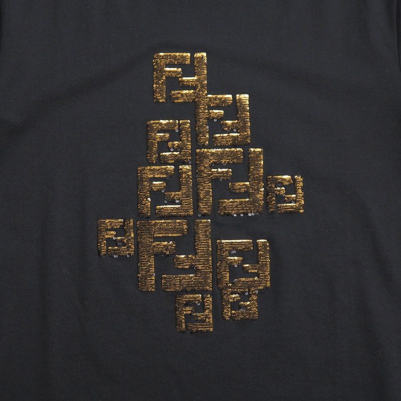 Fendi Short Sleeve T-shirt Size S FF Double F Sequins Crewneck Made In Italy