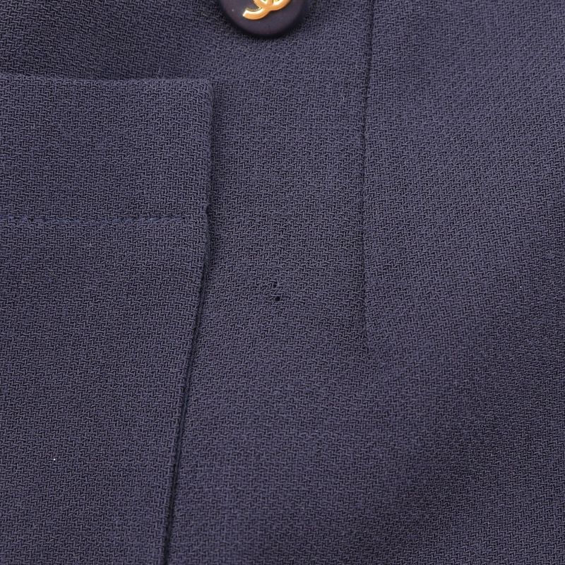 Chanel Coco Mark Double Button Vintage P07931v04916 97P Wool Navy Blue Women's
