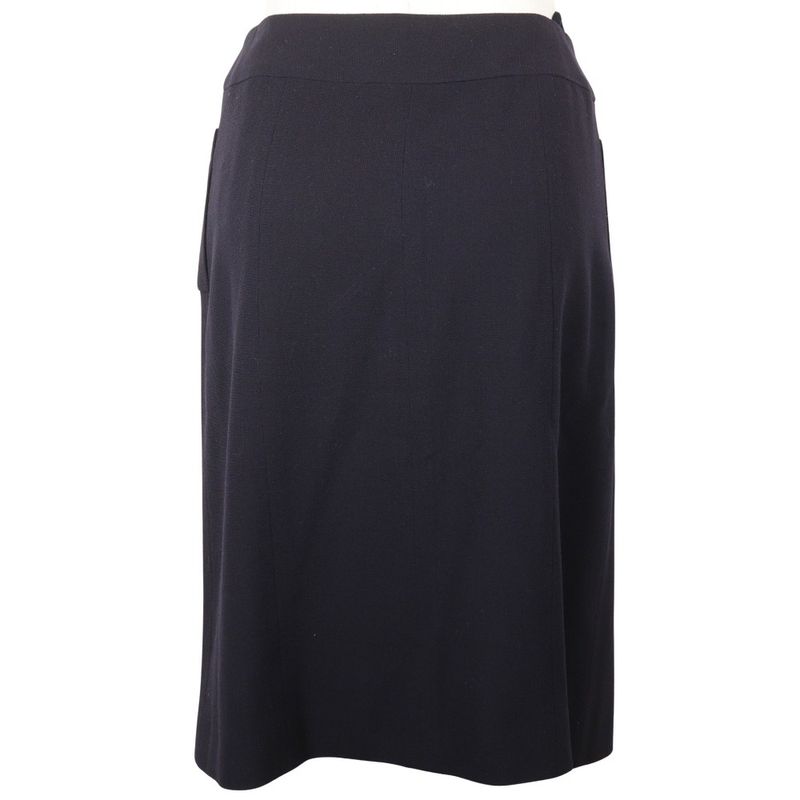 Chanel Coco Mark Double Button Vintage P07931v04916 97P Wool Navy Blue Women's