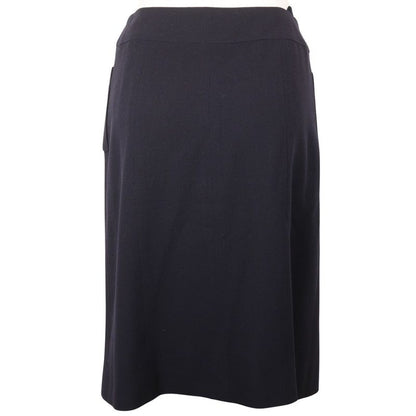 Chanel Coco Mark Double Button Vintage P07931v04916 97P Wool Navy Blue Women's