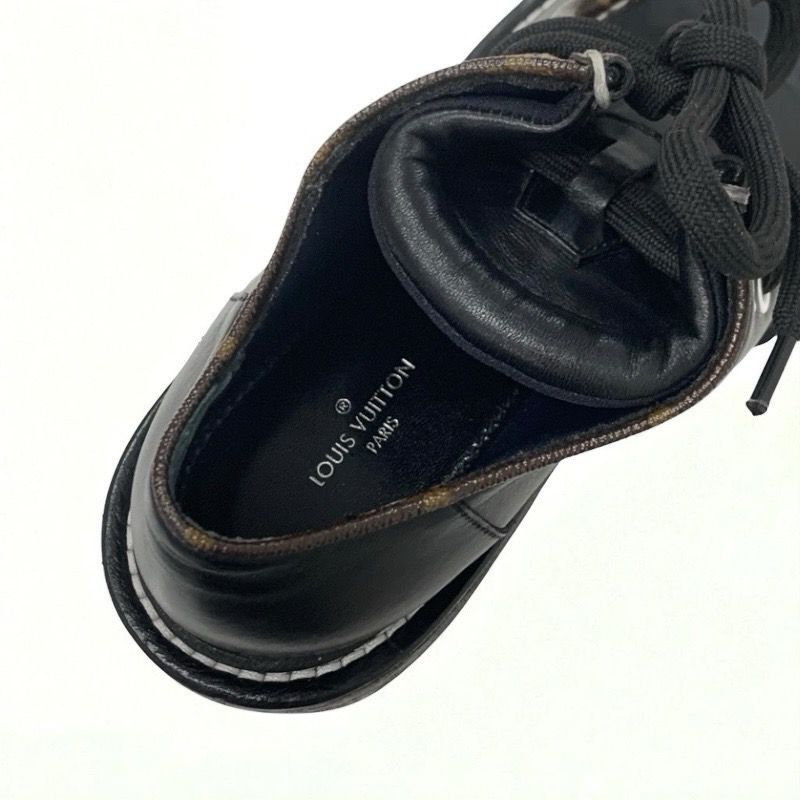 Louis Vuitton Bobur Line Loafers Leather Shoes Leather Black Brown Derby Shoes