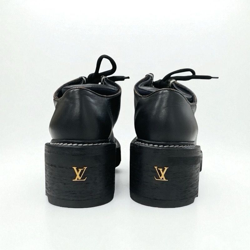 Louis Vuitton Bobur Line Loafers Leather Shoes Leather Black Brown Derby Shoes