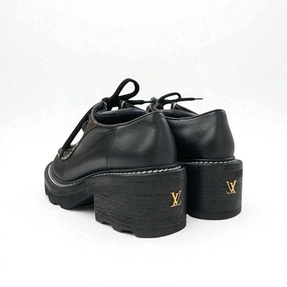 Louis Vuitton Bobur Line Loafers Leather Shoes Leather Black Brown Derby Shoes