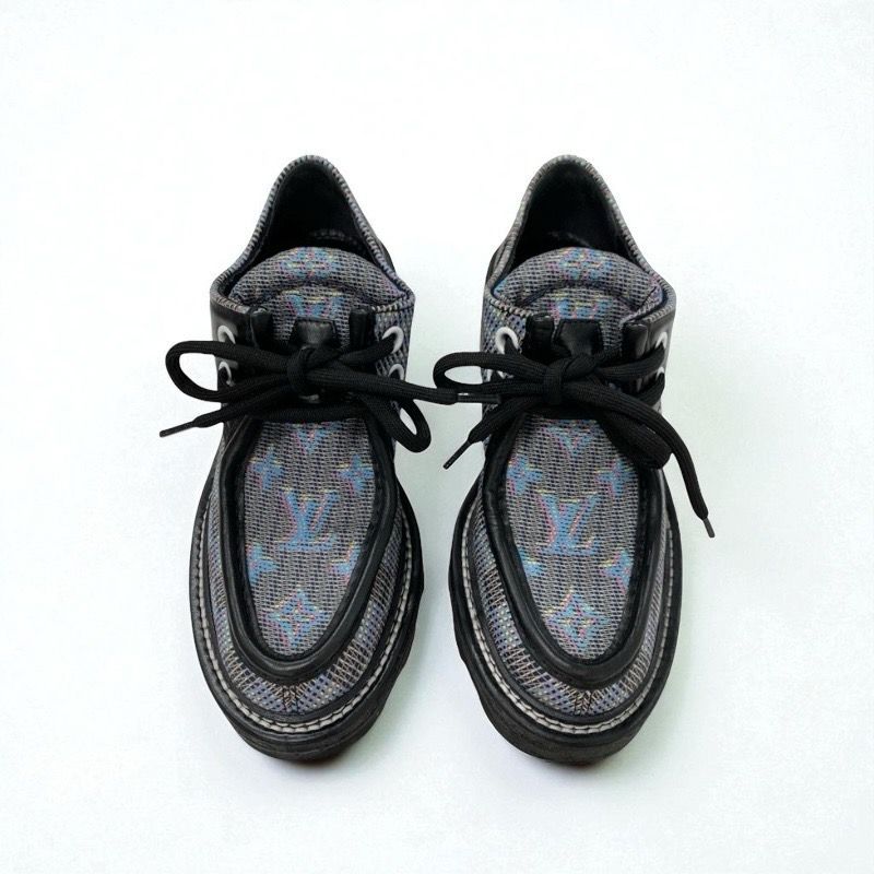 Louis Vuitton Bobur Line Monogram Loafers Leather Shoes Leather Black Multicolor