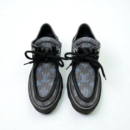 Louis Vuitton Bobur Line Monogram Loafers Leather Shoes Leather Black Multicolor