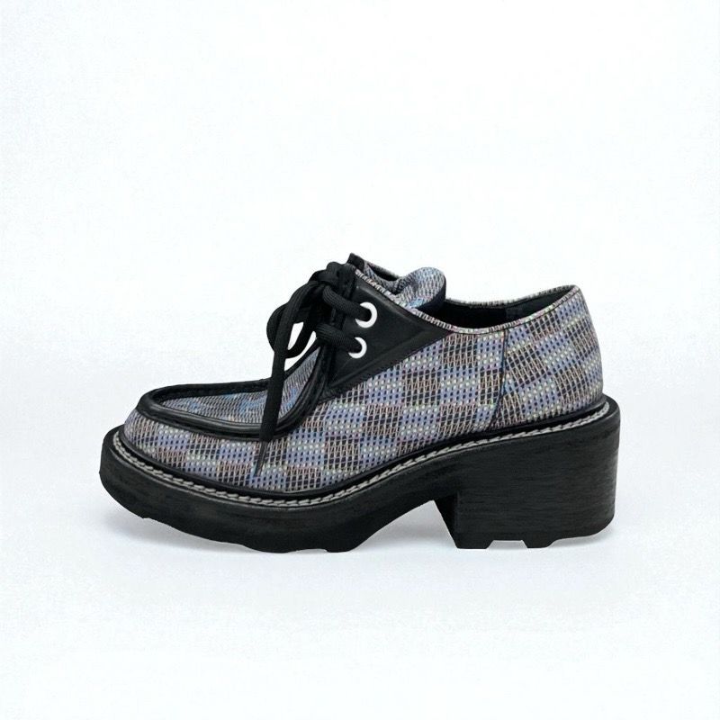 Louis Vuitton Bobur Line Monogram Loafers Leather Shoes Leather Black Multicolor