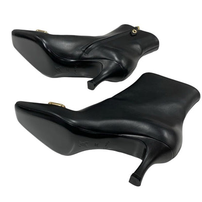 Louis Vuitton Rotary Line Boots Short Boots Shoes Leather Black Gold Logo
