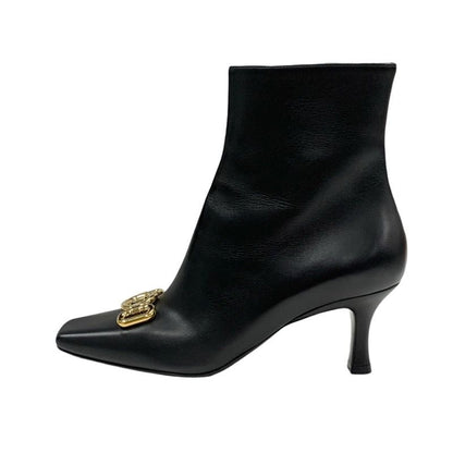 Louis Vuitton Rotary Line Boots Short Boots Shoes Leather Black Gold Logo