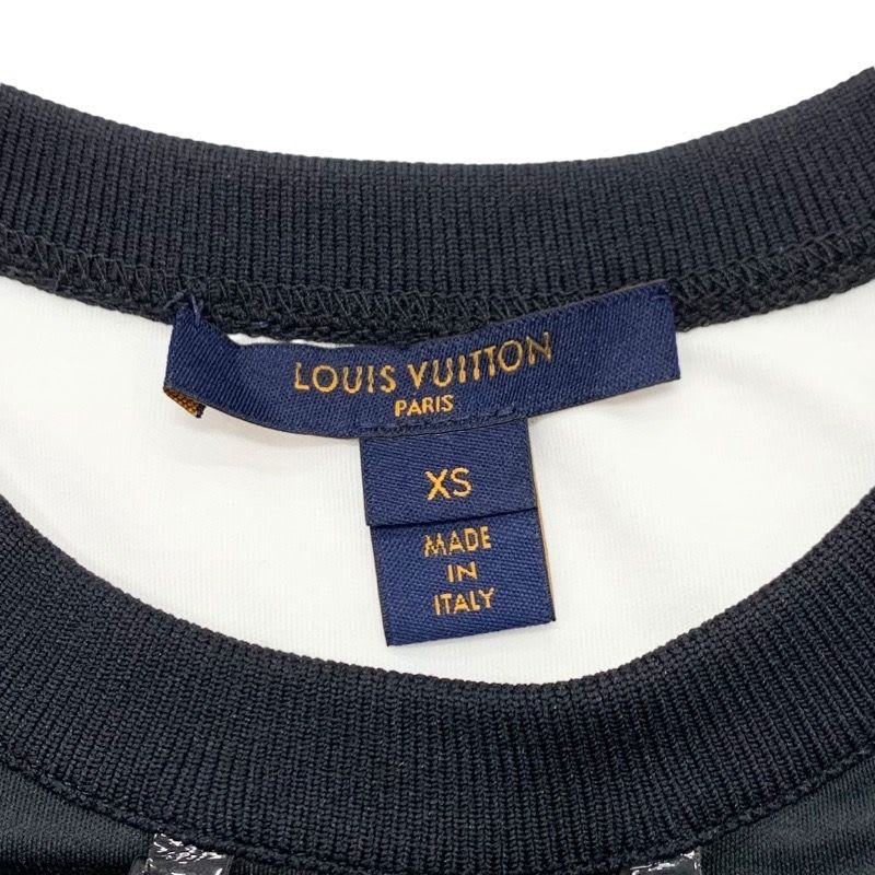 Louis Vuitton Vites Top Cotton Black White Patch T-Shirt Silver Chain