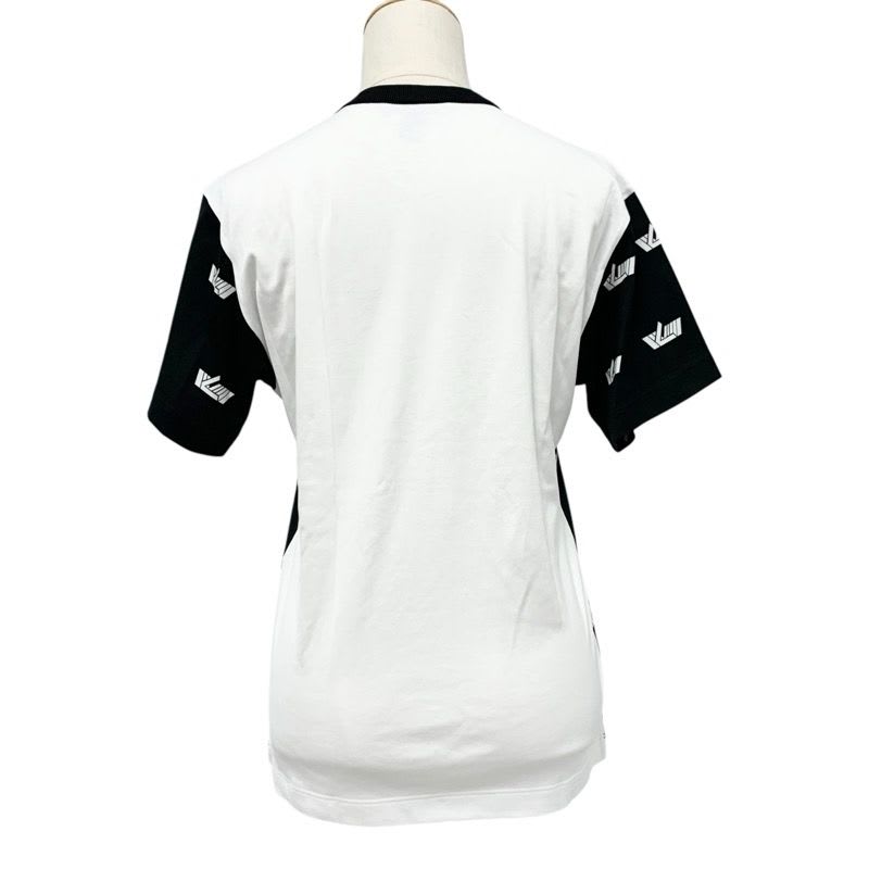 Louis Vuitton Vites Top Cotton Black White Patch T-Shirt Silver Chain