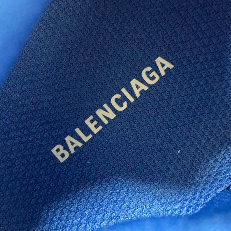 Balenciaga Triple S Sneakers Shoes Leather White Blue Unused Logo Mesh
