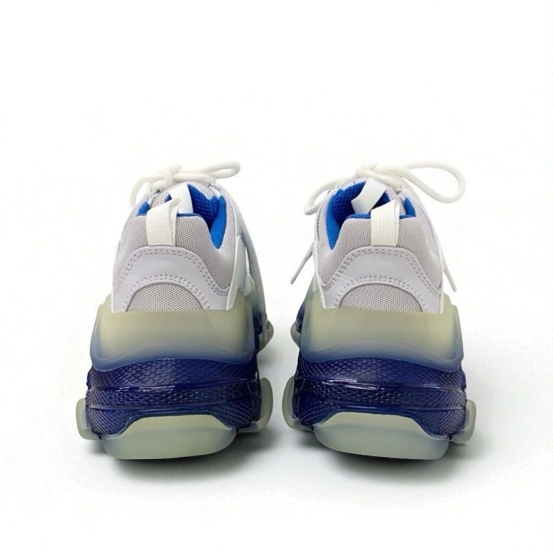 Balenciaga Triple S Sneakers Shoes Leather White Blue Unused Logo Mesh