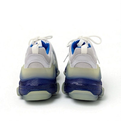 Balenciaga Triple S Sneakers Shoes Leather White Blue Unused Logo Mesh