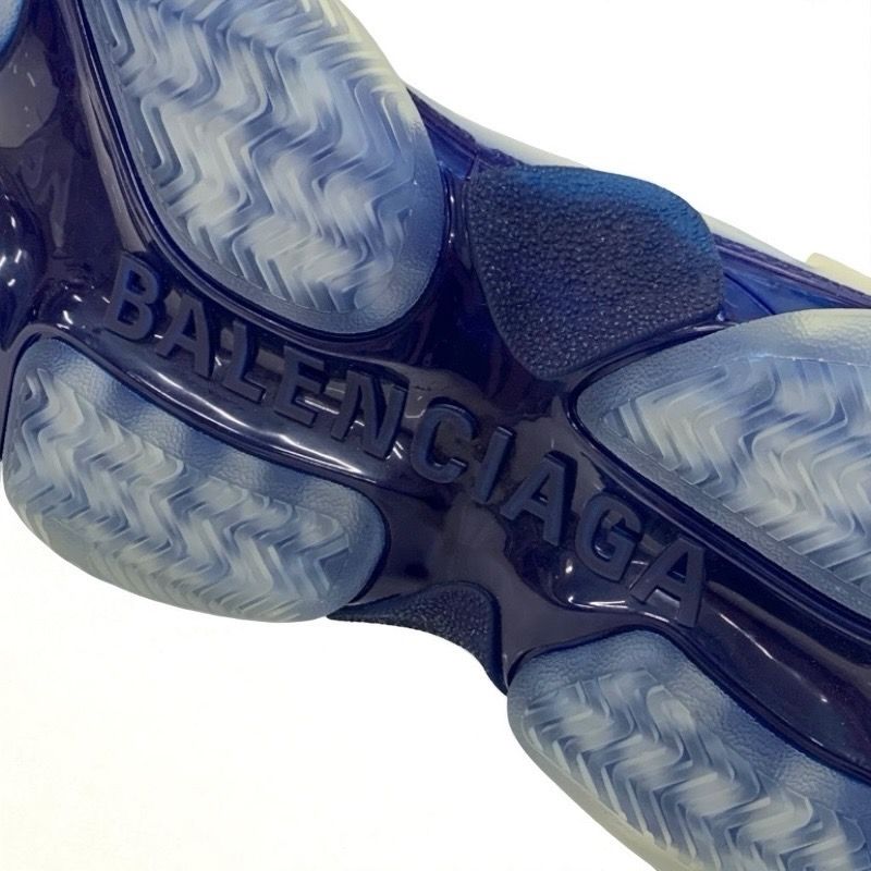 Balenciaga Triple S Sneakers Shoes Leather White Blue Unused Logo Mesh