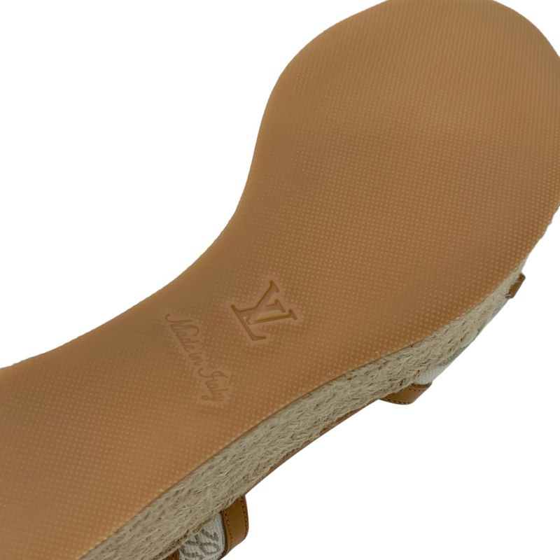 Louis Vuitton Starboard Line Monogram Sandals Shoes Leather Canvas Brown White