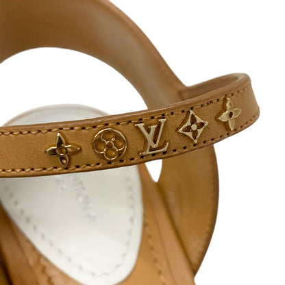 Louis Vuitton Starboard Line Monogram Sandals Shoes Leather Canvas Brown White