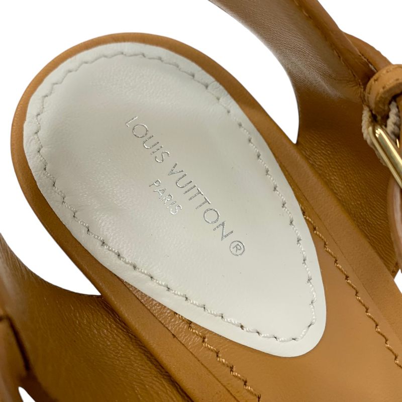 Louis Vuitton Starboard Line Monogram Sandals Shoes Leather Canvas Brown White